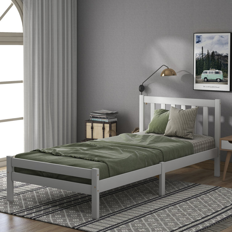 Rosalind Wheeler Single Bed 3Ft Solid Wooden Bed Frame 90 X 190 Cm